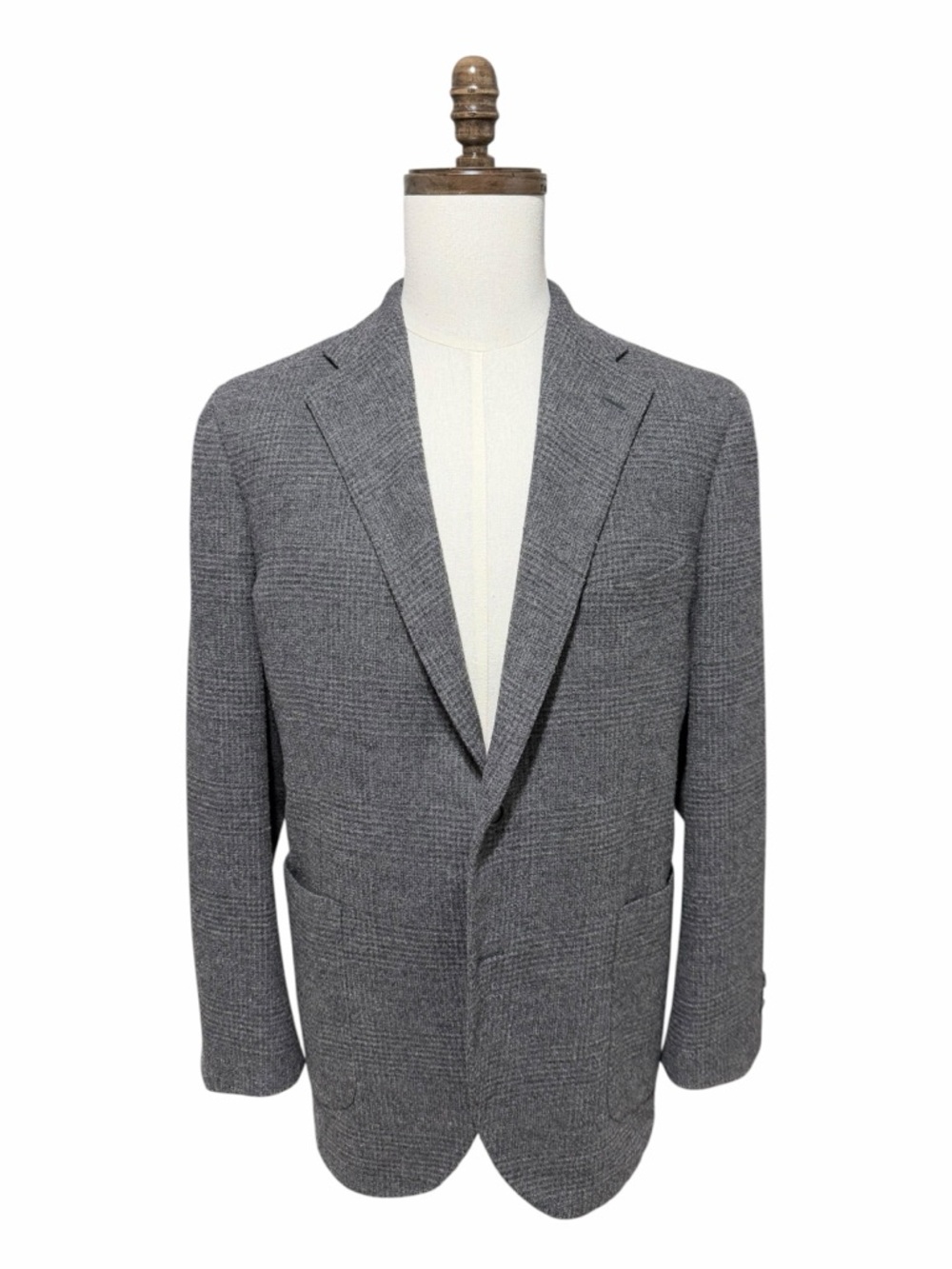 Proper Cloth Glen Check Plaid Wool Sport Coat Blazer Grey Size 44S